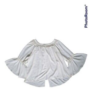 MONTEAU Cream Boho Blouse W Bell Sleeves - M
